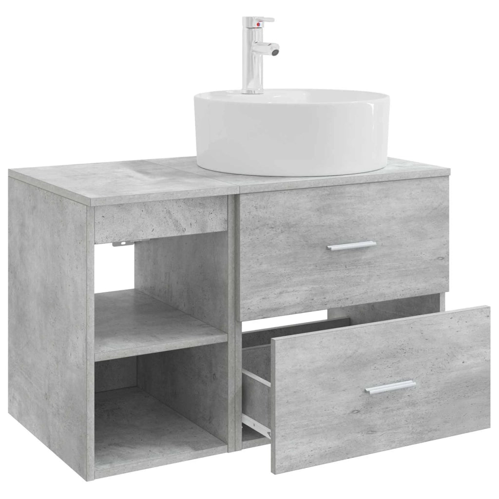 Set di mobili per il bagno 2 pz Grigio Cemento 3403907