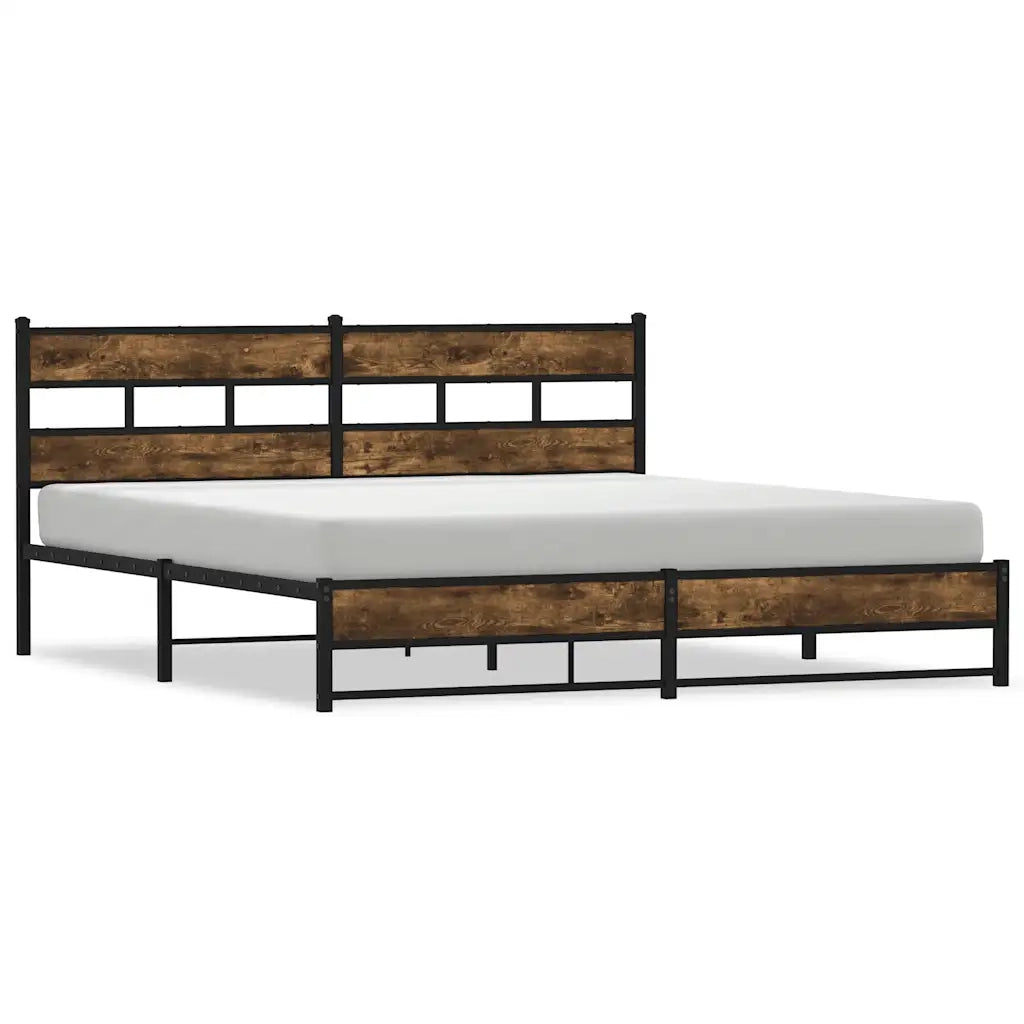 Giroletto senza Materasso in Metallo-Struttura Letto Rovere Fumo 180x200 cm 392132