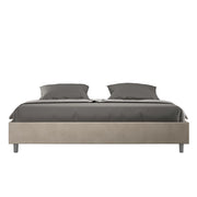 BS COM Letto matrimoniale king size con rete imbottito 190x210 microfibra sabbia