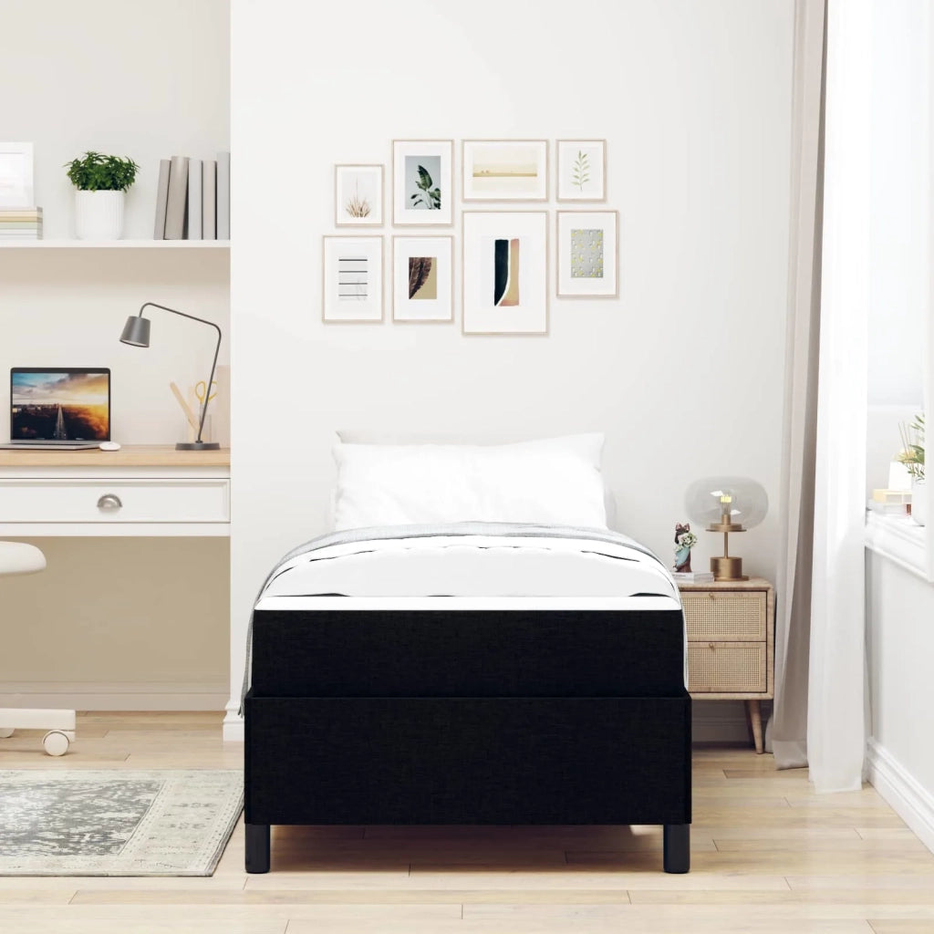 Letto a molle con materasso Nero 90 x 190 cm Tessuto