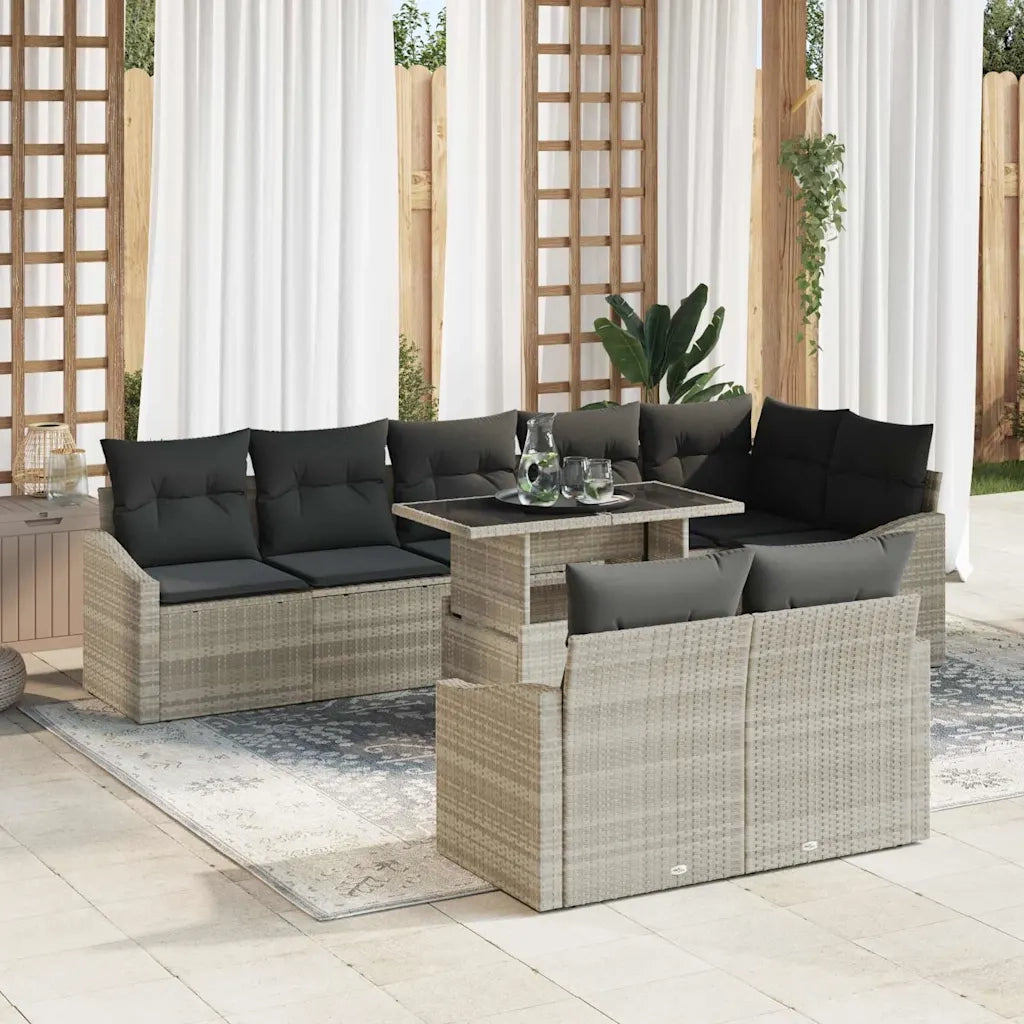 Set Divano da Giardino 9 pcs Grigio chiaro polyrattan 3349028