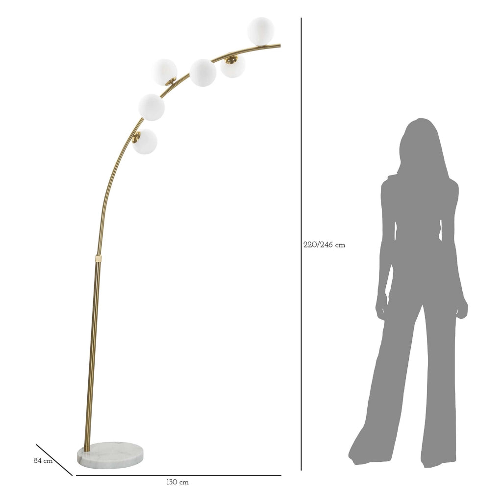 Bale, Lampada da Terra Necessarie 6 Lampadine, Bianco Marmo