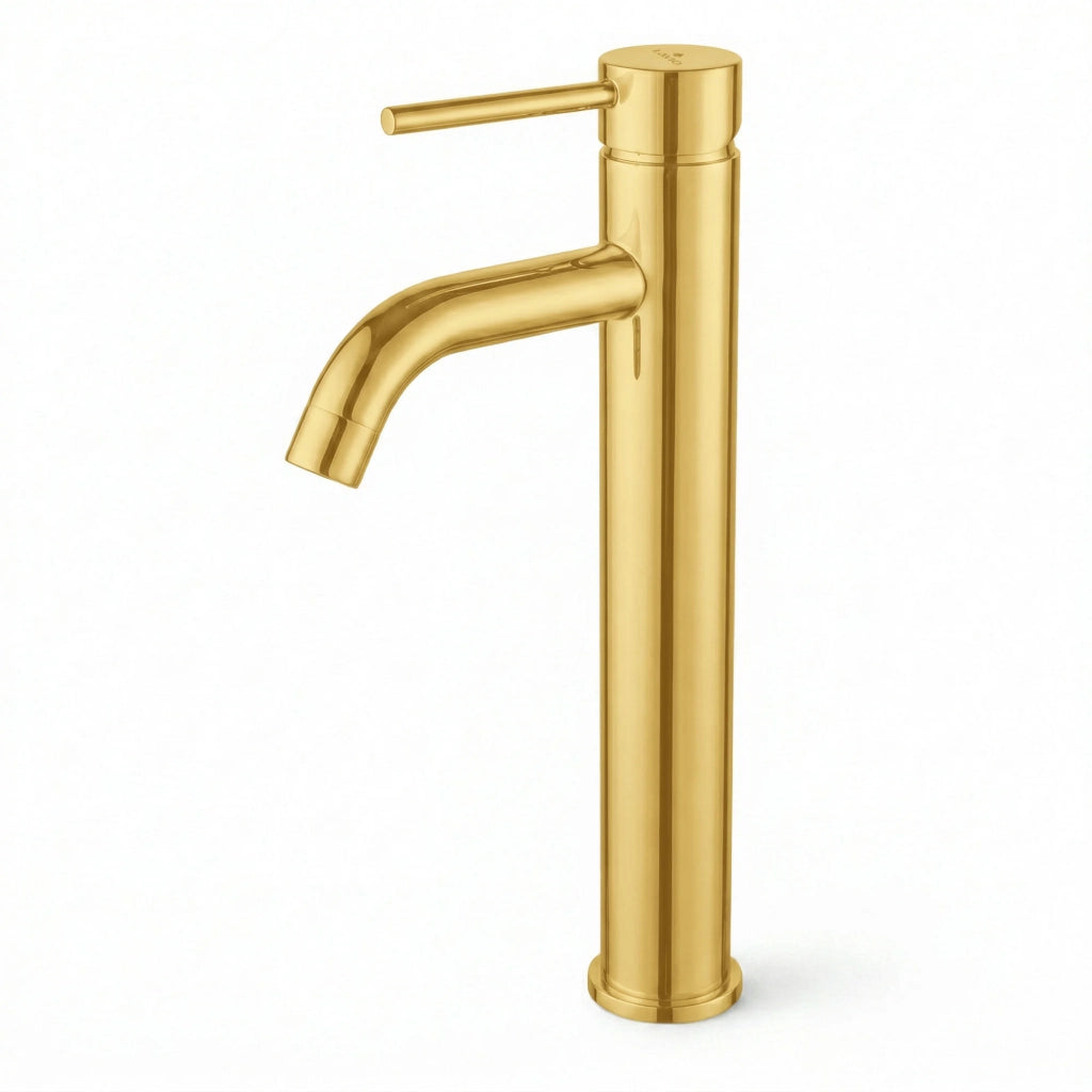 Rubinetto lavabo alto da appoggio miscelatore bagno oro VERTI