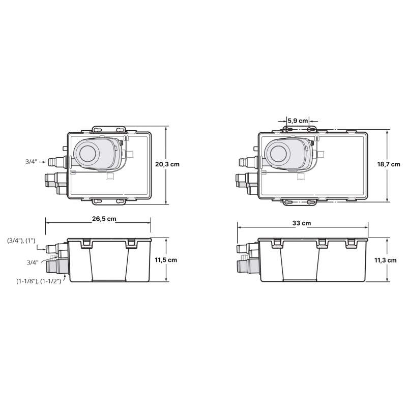 POMPA A POZZETTO DOCCE 800GPH 12V