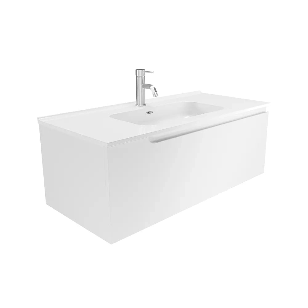 Mobile bagno sospeso 80cm un cassetto bianco opaco con lavabo | Ardenne