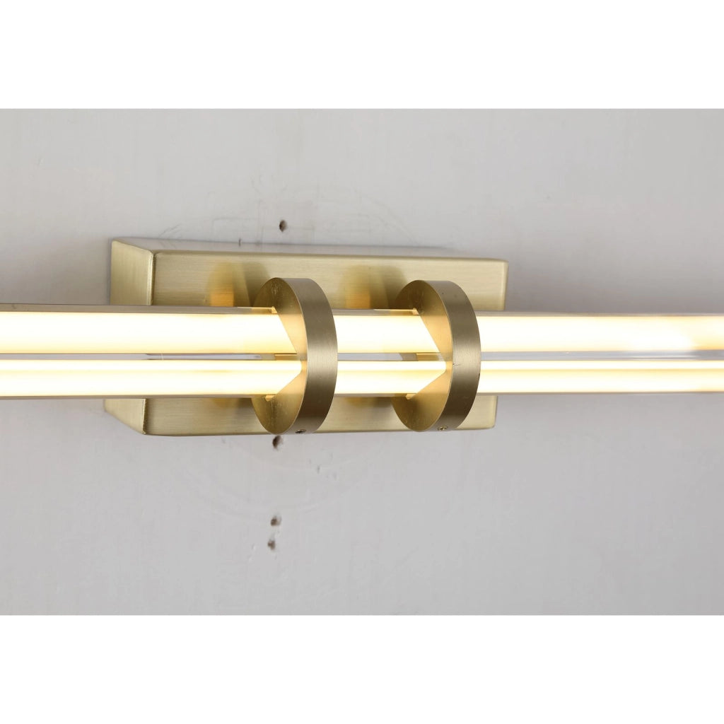 Applique a LED Parma, metallo ottone satinato e vetro trasparente