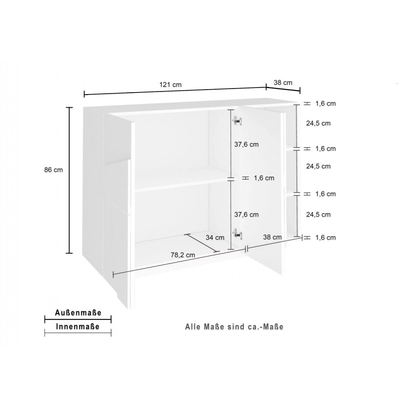 Mobile Multiuso Ping 120 – 2 ante/ 3 vani – Cemento Bronx