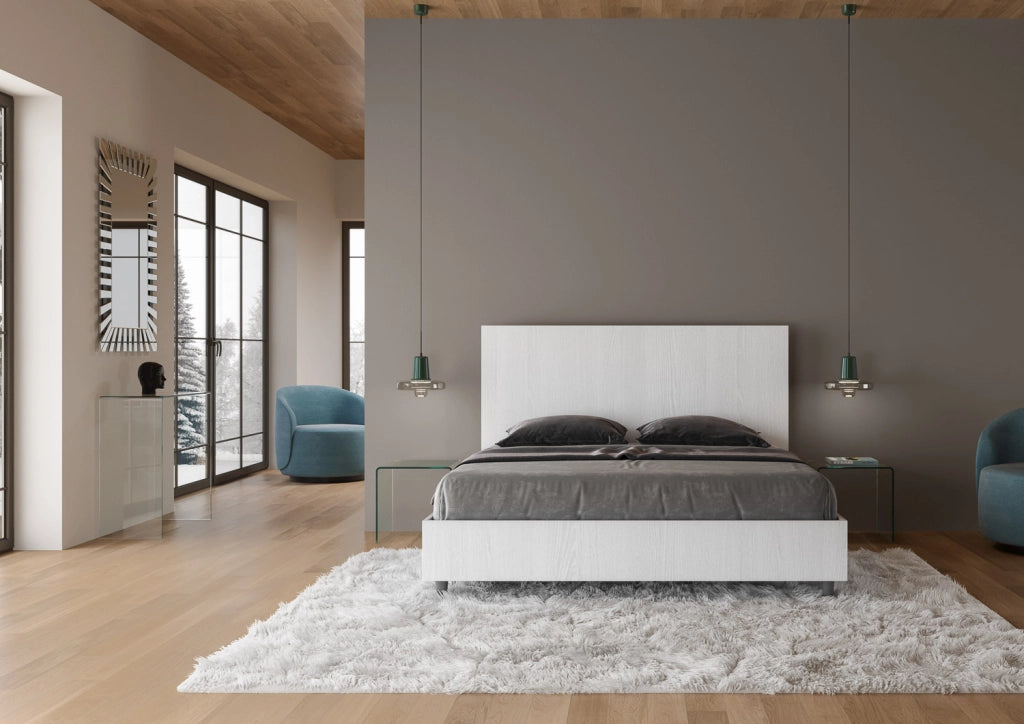 BS COM Letto matrimoniale contenitore 160x200 bianco frassino