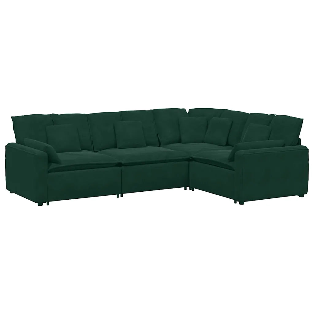 Divano Modulare con Cuscini in Velluto Verde Scuro 3321161