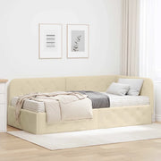 Cornice del letto ad angolo Crema 100 x 200 cm Tessuto