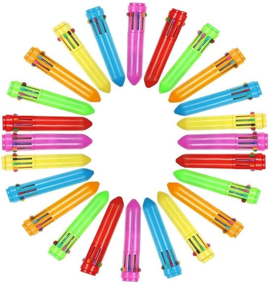Set di pennarelli solidi da 10 colori - Pennarelli cancellabili - 24 pezzi - Plastica - 0,5 mm punta - Ideali per appunti - Pennarelli colorati