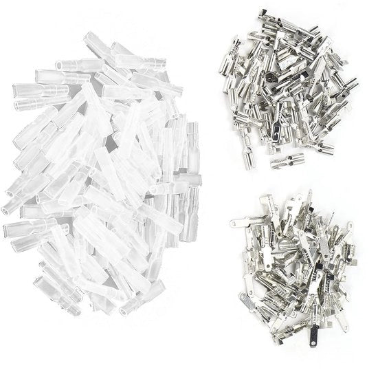 Set di terminali Crimp a Spada - 50 maschili e 50 femminili - 100 strisce di isolamento - 2,8 mm Argento - Connettori Quick Connect
