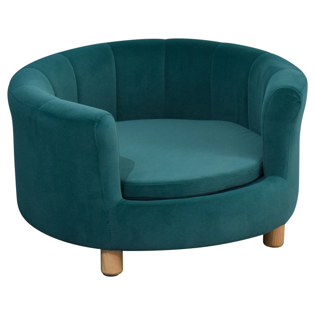 Divano per Cani Imbottito 65x64x37 cm in Tessuto Vellutato Verde