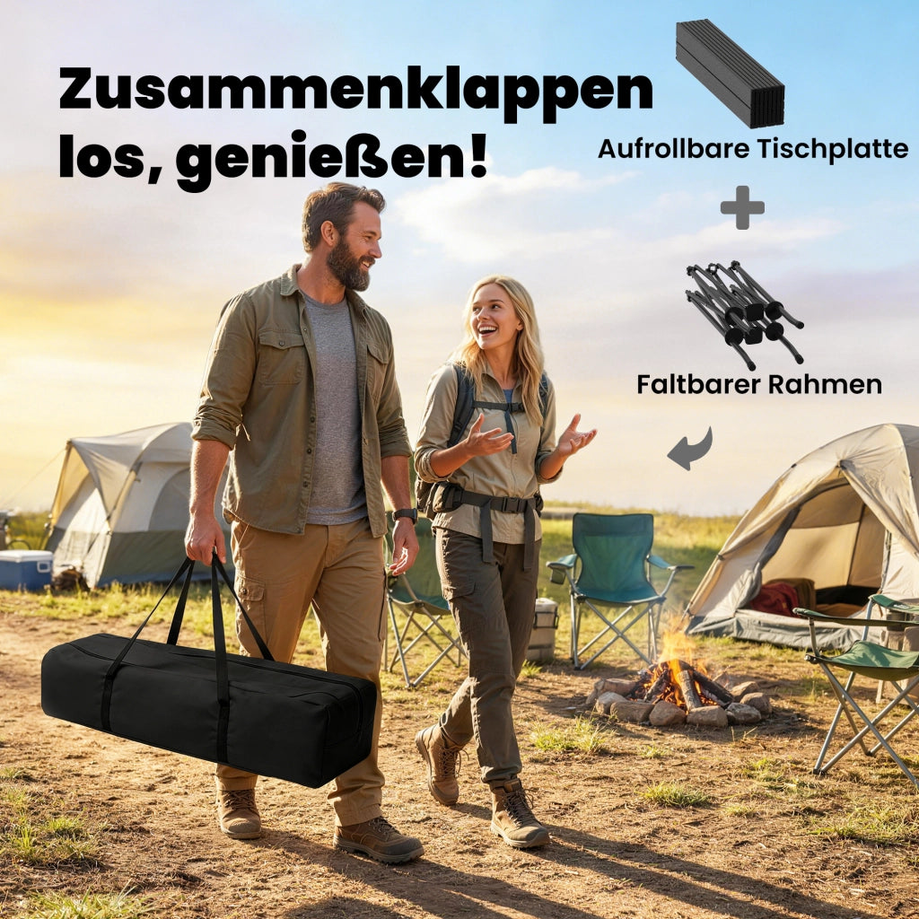 Tavolo pieghevole da giardino con rete e borsa ¨C zephmum ¨C Nero