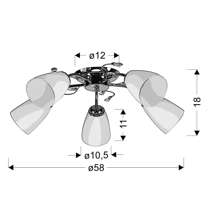 Lampadario Ursella 5 luci E14 bianco/cromo Candellux