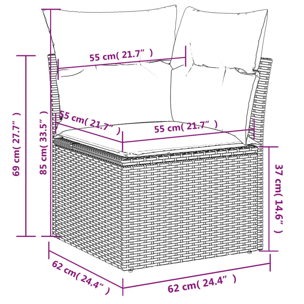 Set Divani da Giardino 10pz con Cuscini in Polyrattan Nero 3227987