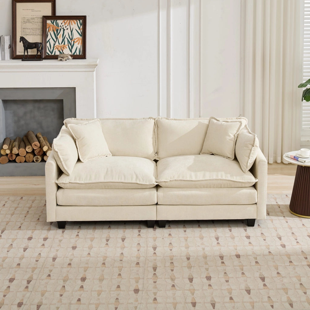 Divano LoveSeat 2 Posti Cloud ¨C MINIMAL ¨C Chenille Beige, Cuscini Imbottiti