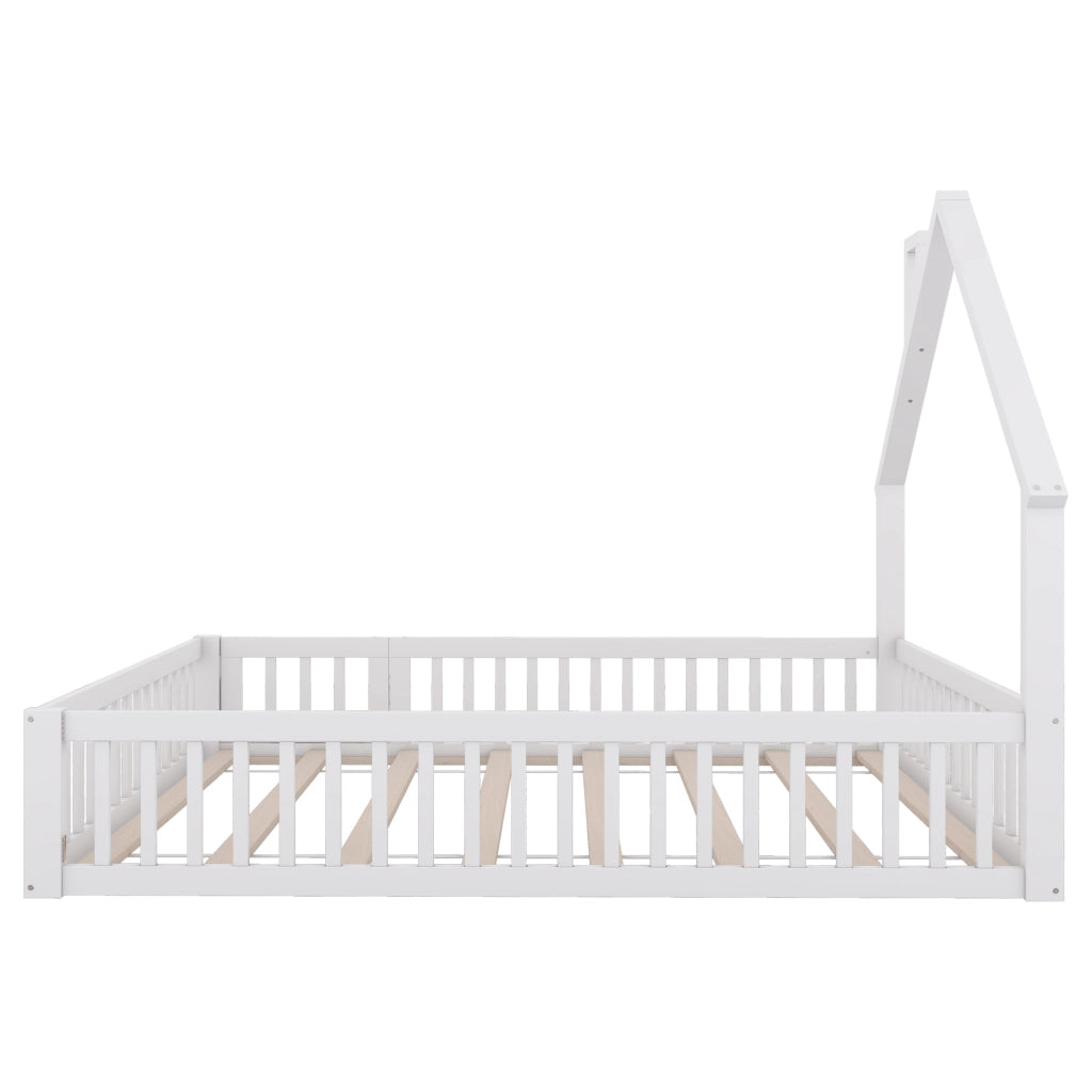 LETTO per bambini 140x200 cm con sponde di sicurezza, pino e MDF bianco