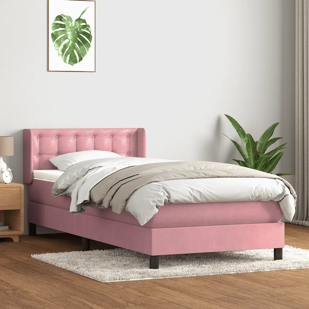 Giroletto a Molle con Materasso Rosa 90x210 cm Velluto 3318440