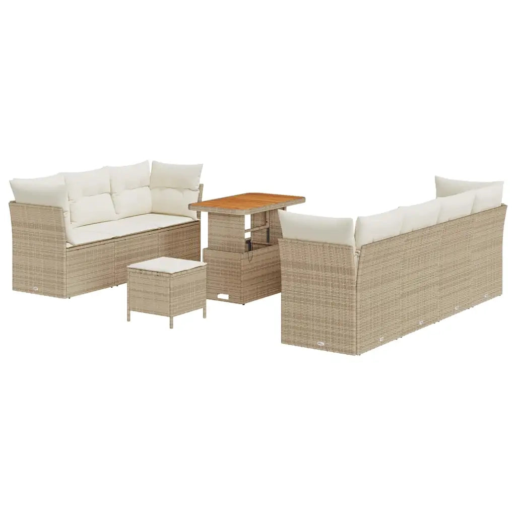Set Divano da Giardino con cuscino 10 pcs beige e panna
