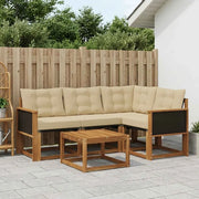 Set di divani da esterno con cuscino 5 pcs Naturale e Beige 3381929