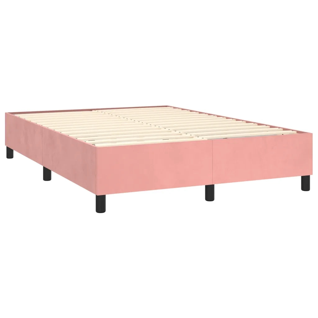 Letto a Molle con Materasso e LED Rosa 140x200 cm in Velluto 3136190