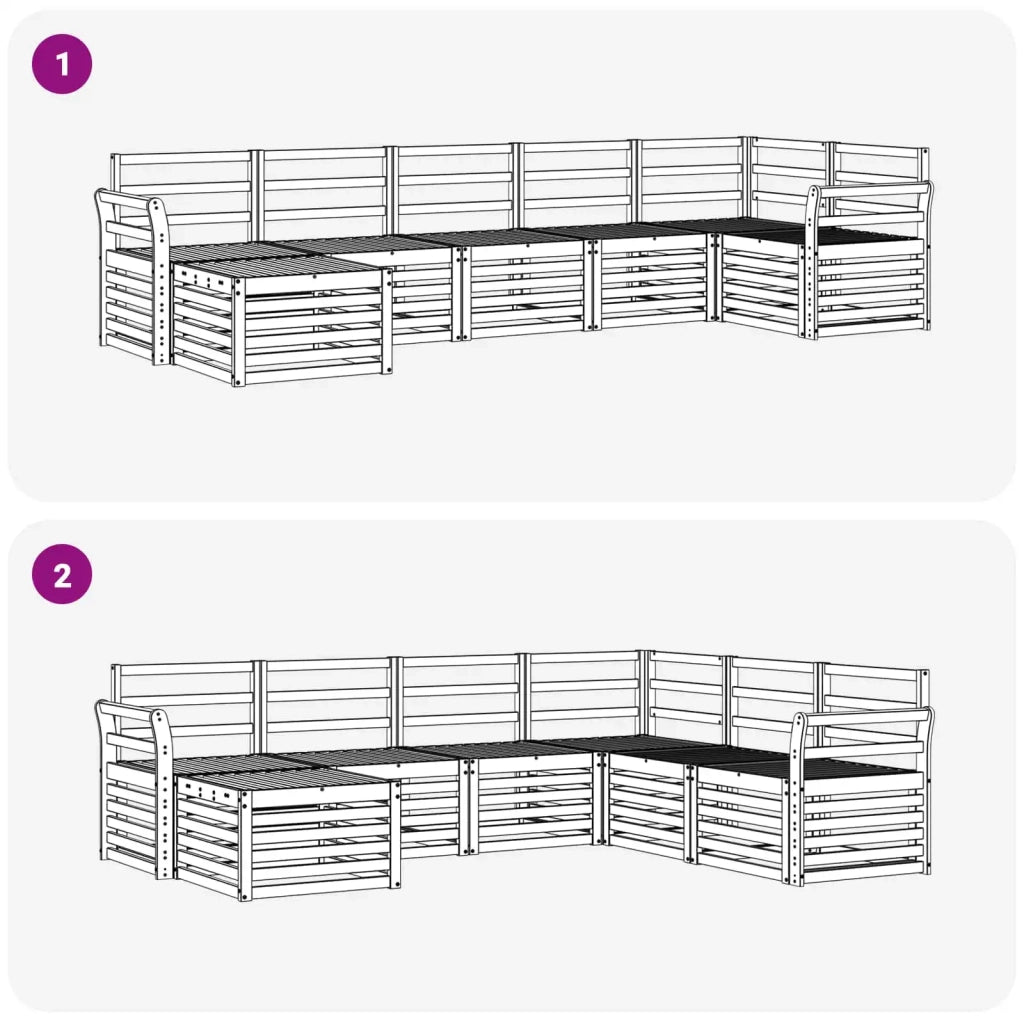 Set divani 7 pcs Naturale Legno di Acacia Massello 3375169