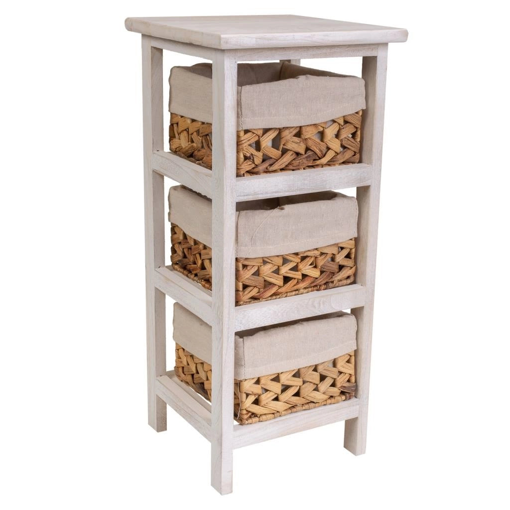 Comodino in legno bianco 25x25x57