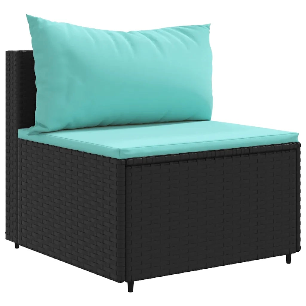 Set Mobili da Giardino con Cuscini 8 pz Nero in Polyrattan 3308236