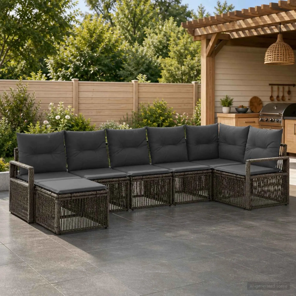 Set Divano da Giardino 7 pz Grigio polyrattan 3435785
