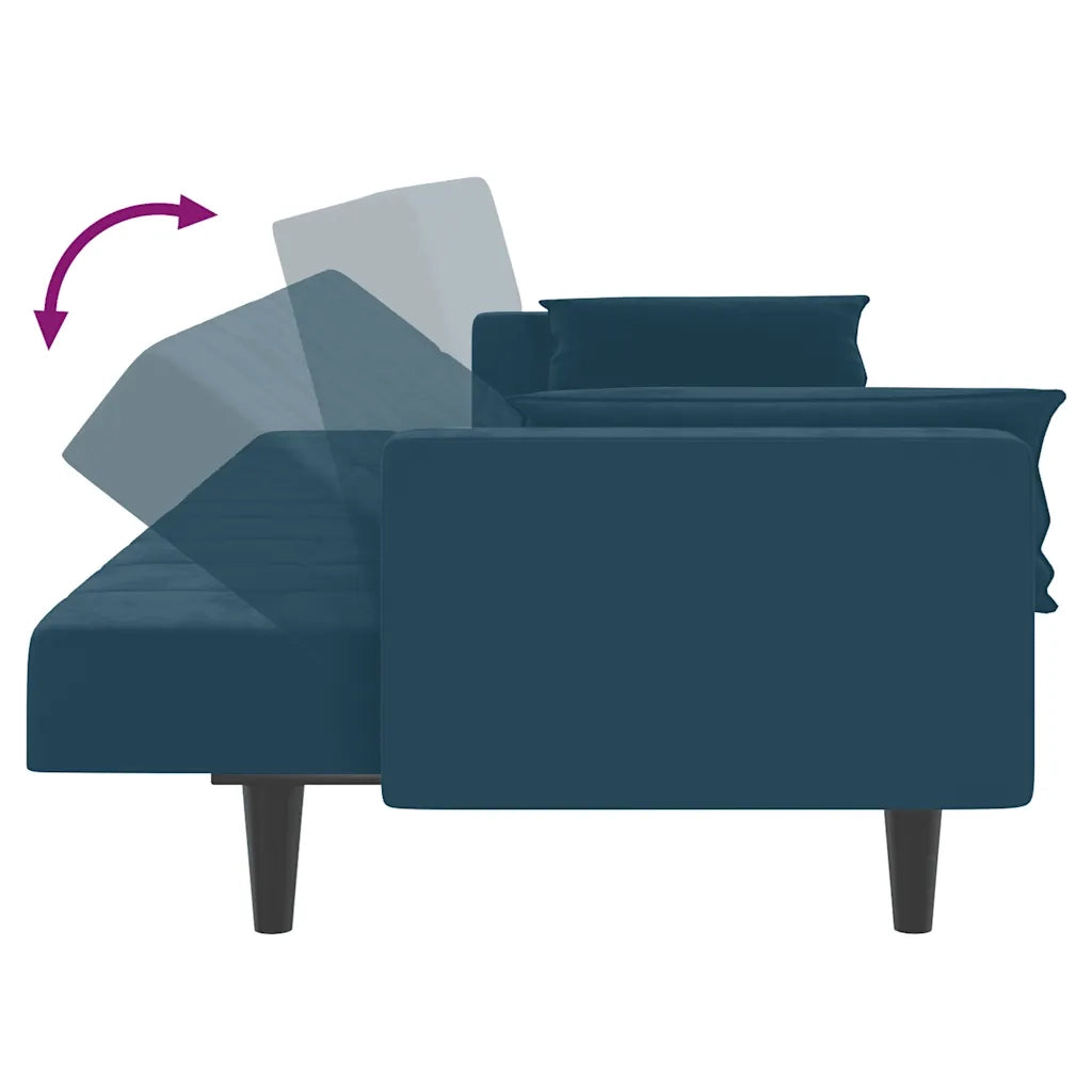 Divano Letto a 2 Posti con 2 Cuscini-Sofa Letto 2 Posti-Daybed Blu in Velluto 827360
