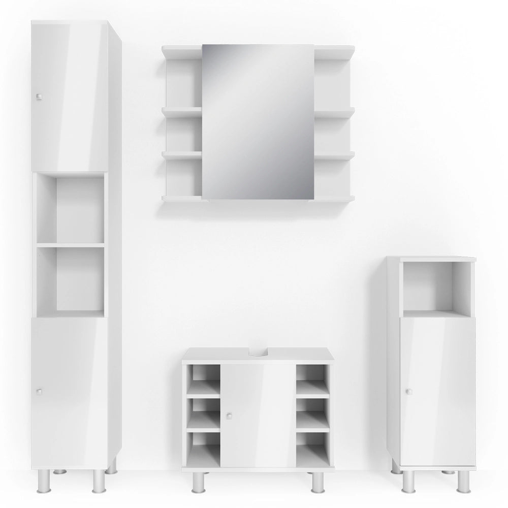 Vicco Set mobili bagno Bianco lucido 4 parti