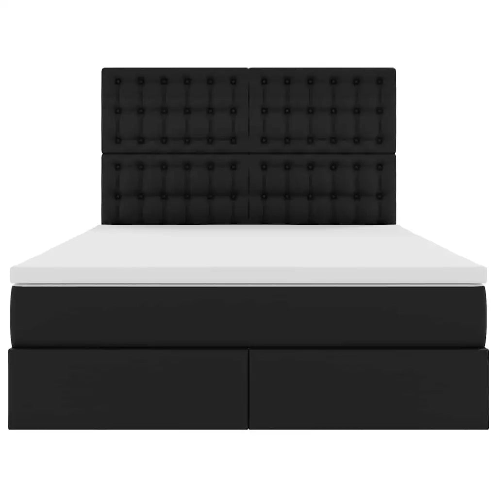 Letto con contenitore e LED Nero 140 x 190 cm Pelle Sintetica 3372301