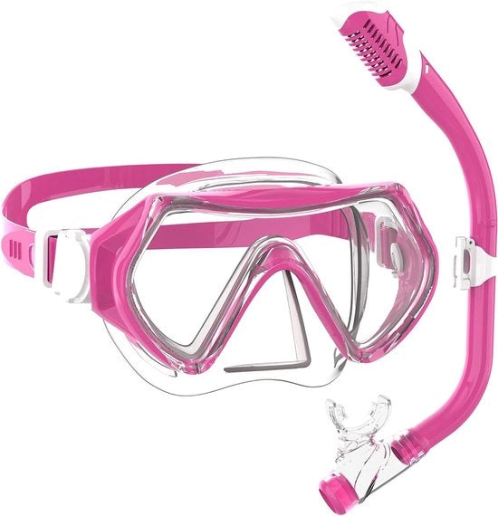 Maschera da subacqueo per bambini - Visore HD 180° anti-condensazione con tuba subacquea e snorkel per ragazzi e ragazze