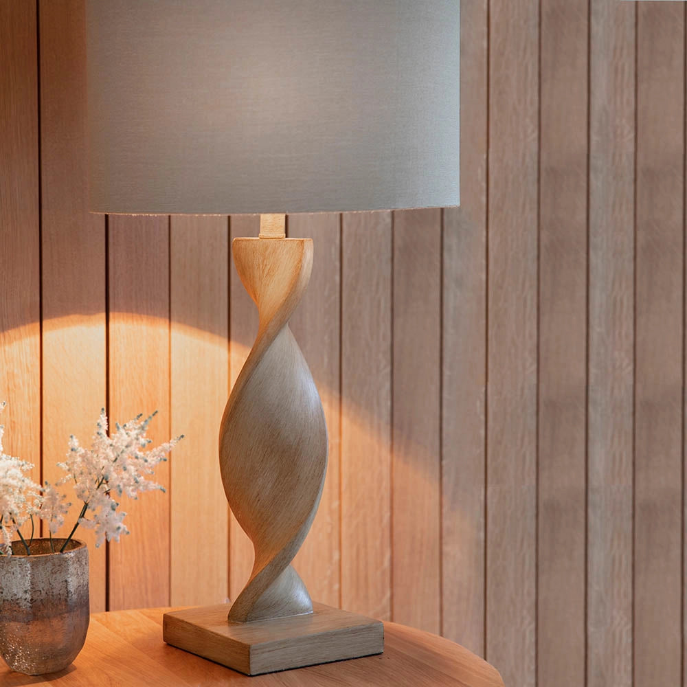 Lampada da tavolo scandinava Abia rovere lino E27 Endon