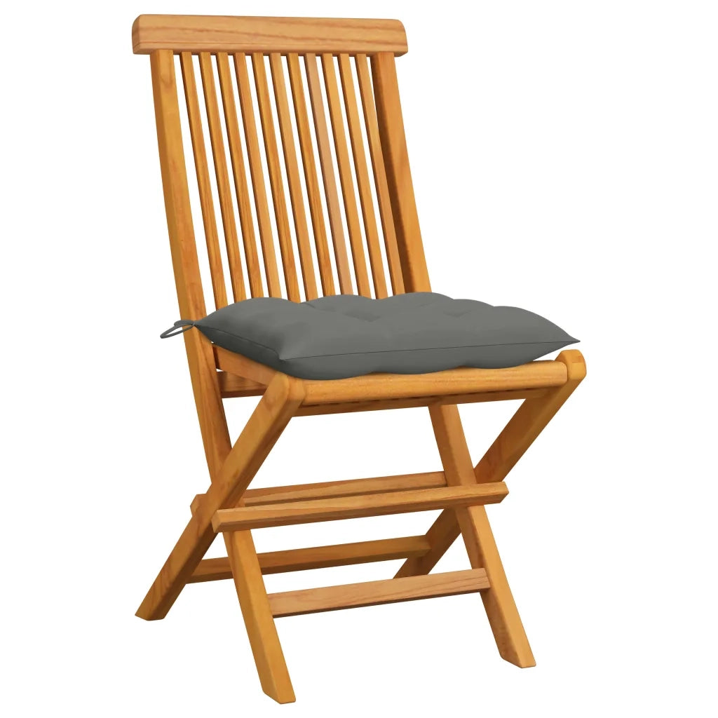 Sedie da Giardino con Cuscini Grigi 6 pz in Massello di Teak 3065606