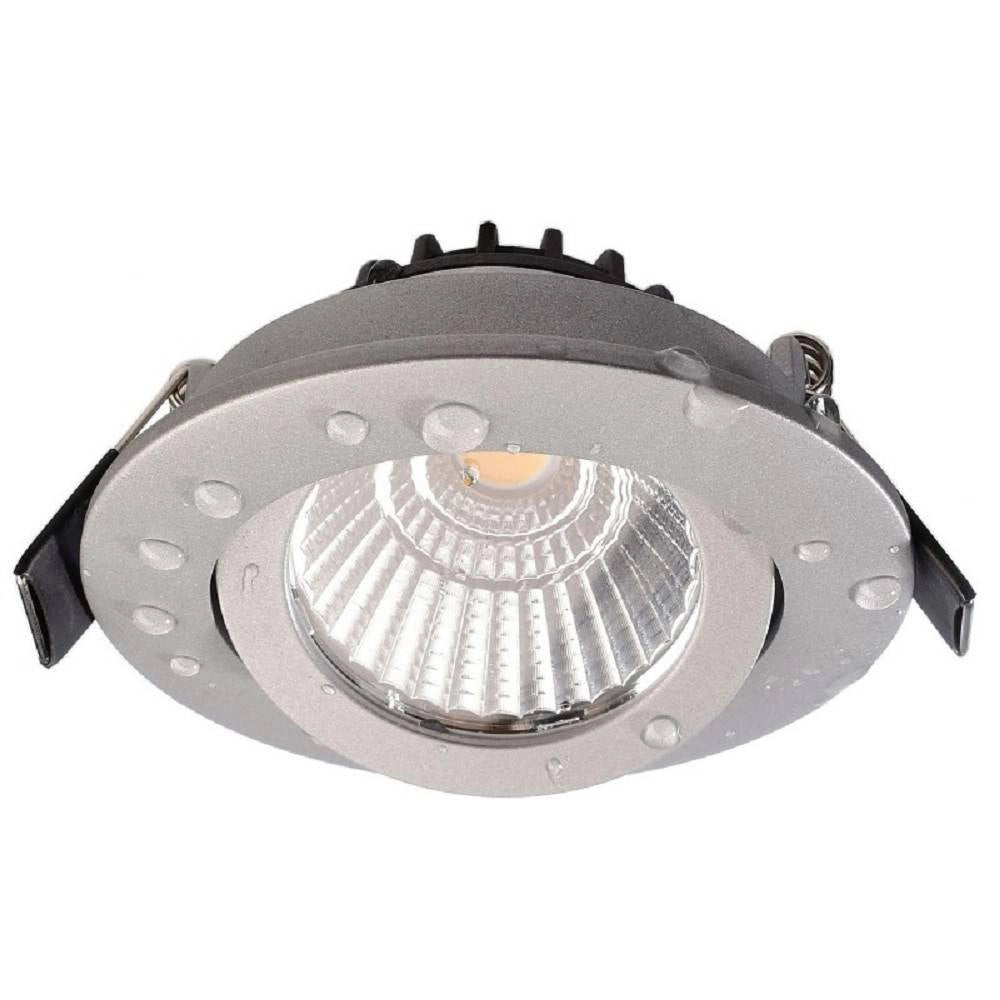 Trade Shop - Faretto Incasso Tondo Slim Luce Soffitto Box Doccia Led 8w Orientabile Dimmerabile - Silver-bianco Caldo      -