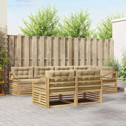 Set di divani da esterno 7 pz Bianco e Beige Poliestere 3390663
