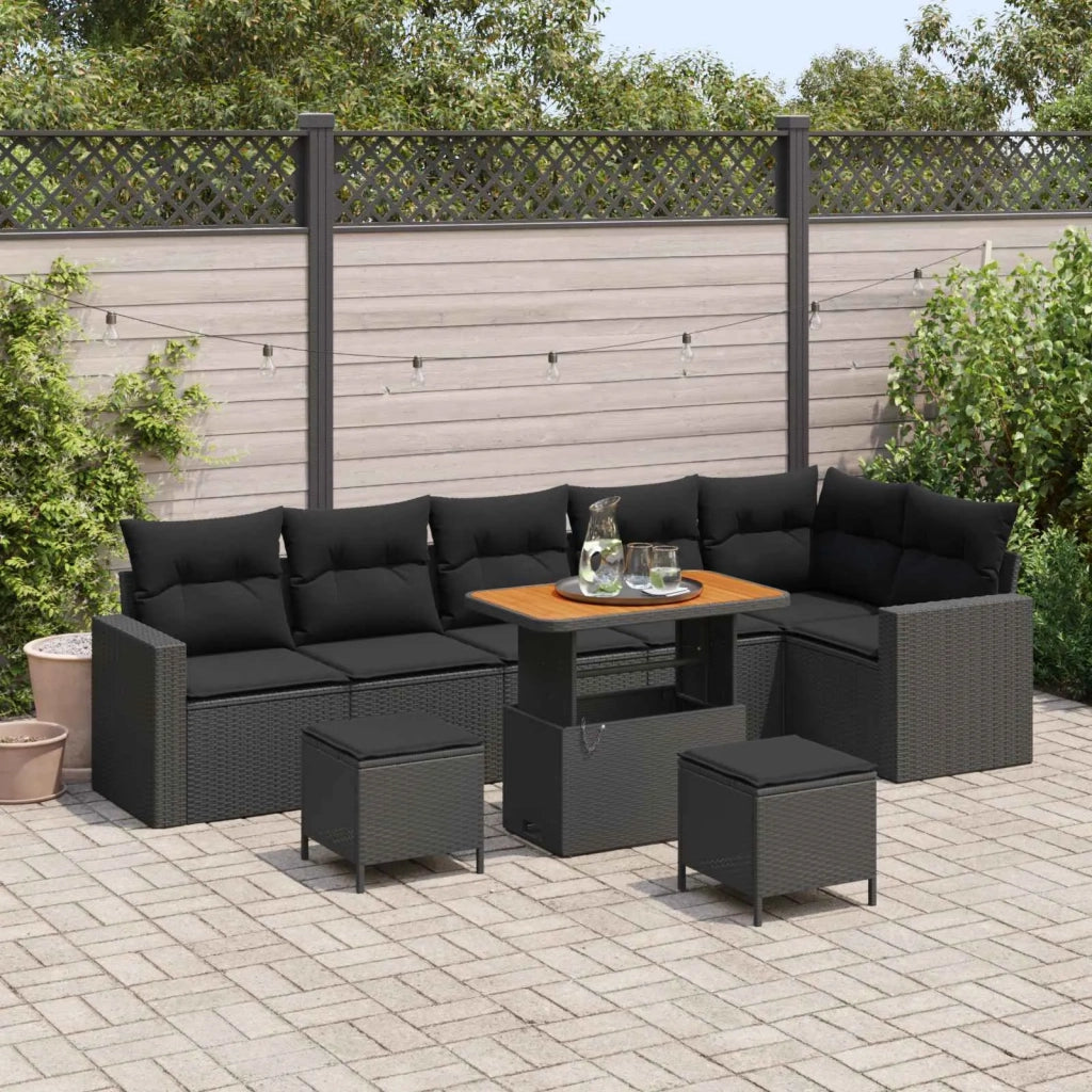 Set Divano da Giardino 9 pcs Nero polyrattan 3361634