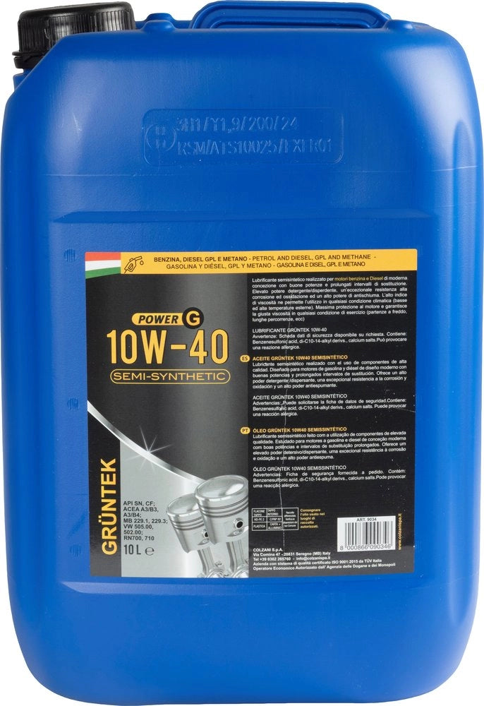 Nuovo lubrificante POWER G 10W-40 semisintetico per veicoli a benzina e a Diesel con capacitÃ  di 10L
