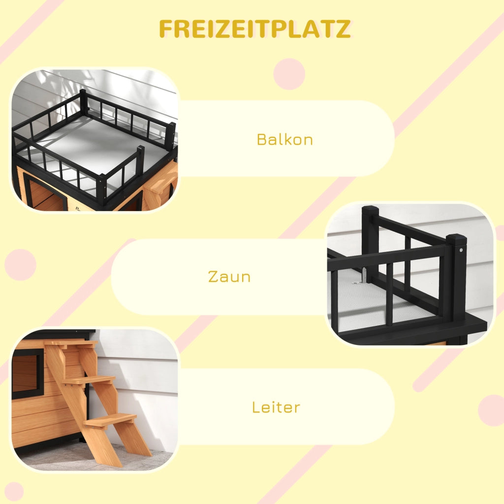 Cuccia per Cane con Terrazzo ¨C Minimal ¨C Legno 121x77x78cm Nero/Giallo