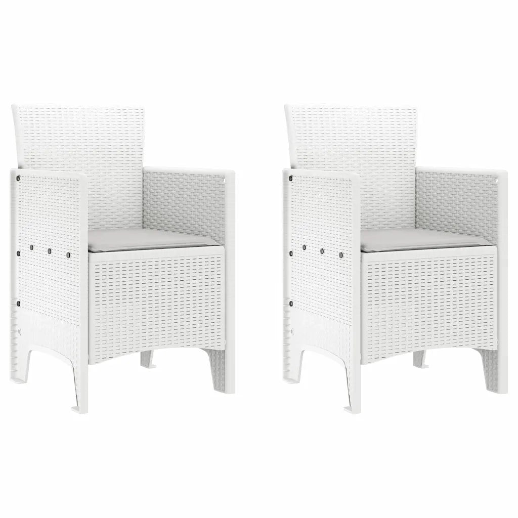 Set da Pranzo per Giardino 3 pcs Bianco Polipropilene