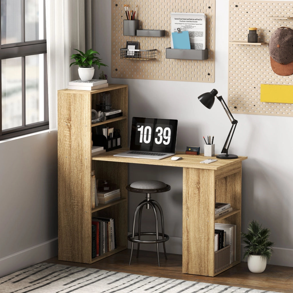 Scrivania angolare con libreria ¨C Minimal ¨C Legno rovere