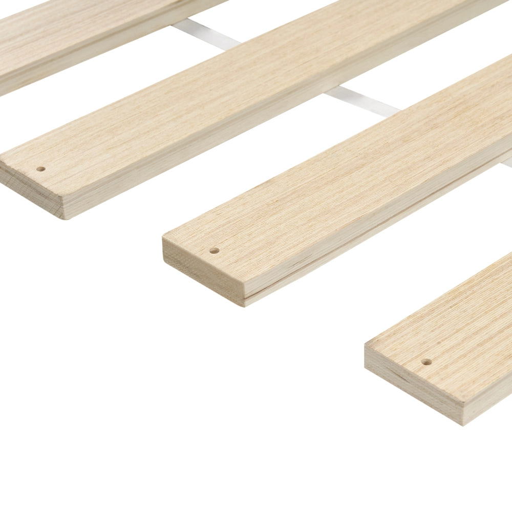 Letto in legno di pino marrone chiaro UE matrimoniale 160 x 200 cm con testata a treccia viennese a doghe stile rustico minimalista