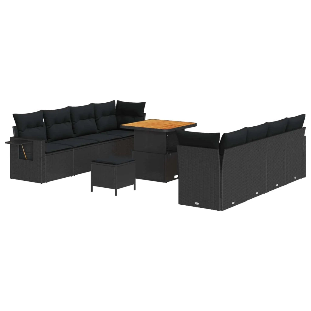 Set Divano da Giardino con cuscino 11 pcs Nero polyrattan 3363664