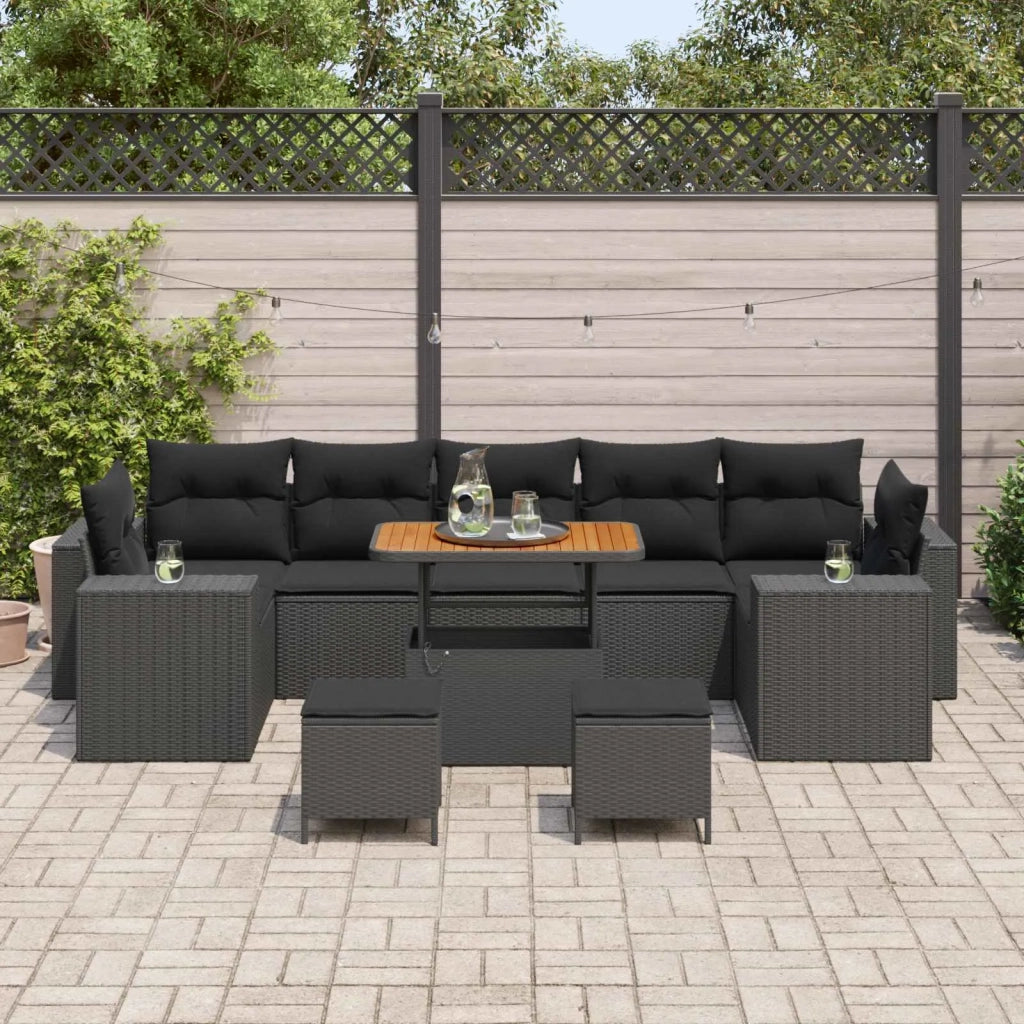 Set Divano da Giardino 10 pcs Nero polyrattan 3361989
