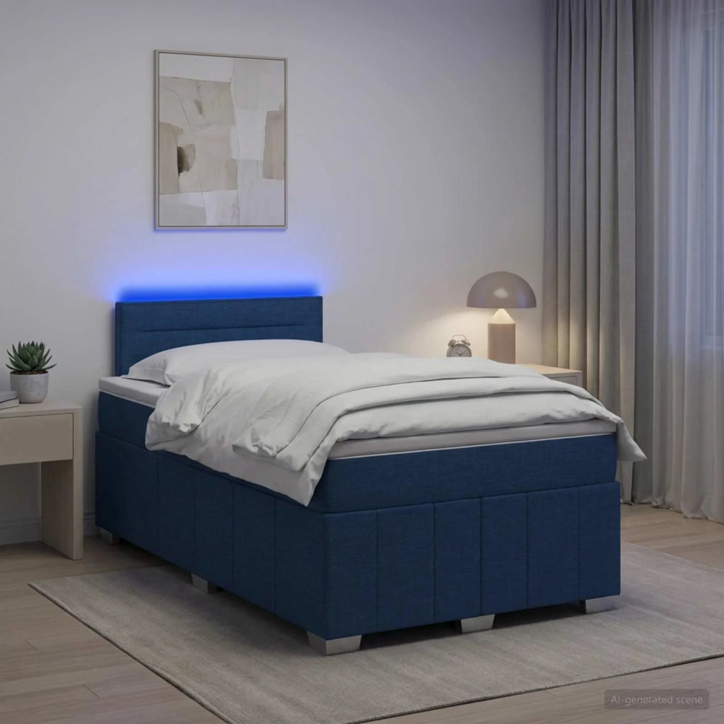 Letto box spring con materasso Blu 120 x 200 cm Tessuto 3452648
