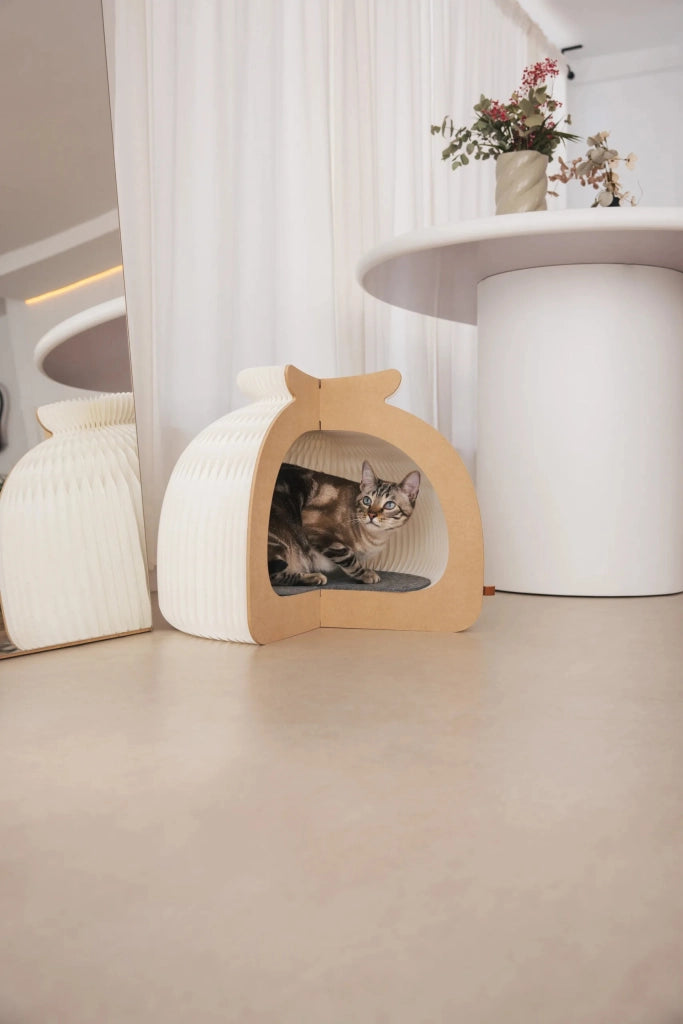 Cuccia pieghevole per gatti GÉNOVA con struttura in carta kraft e cartone riciclato 49 x 44 x 35 cm