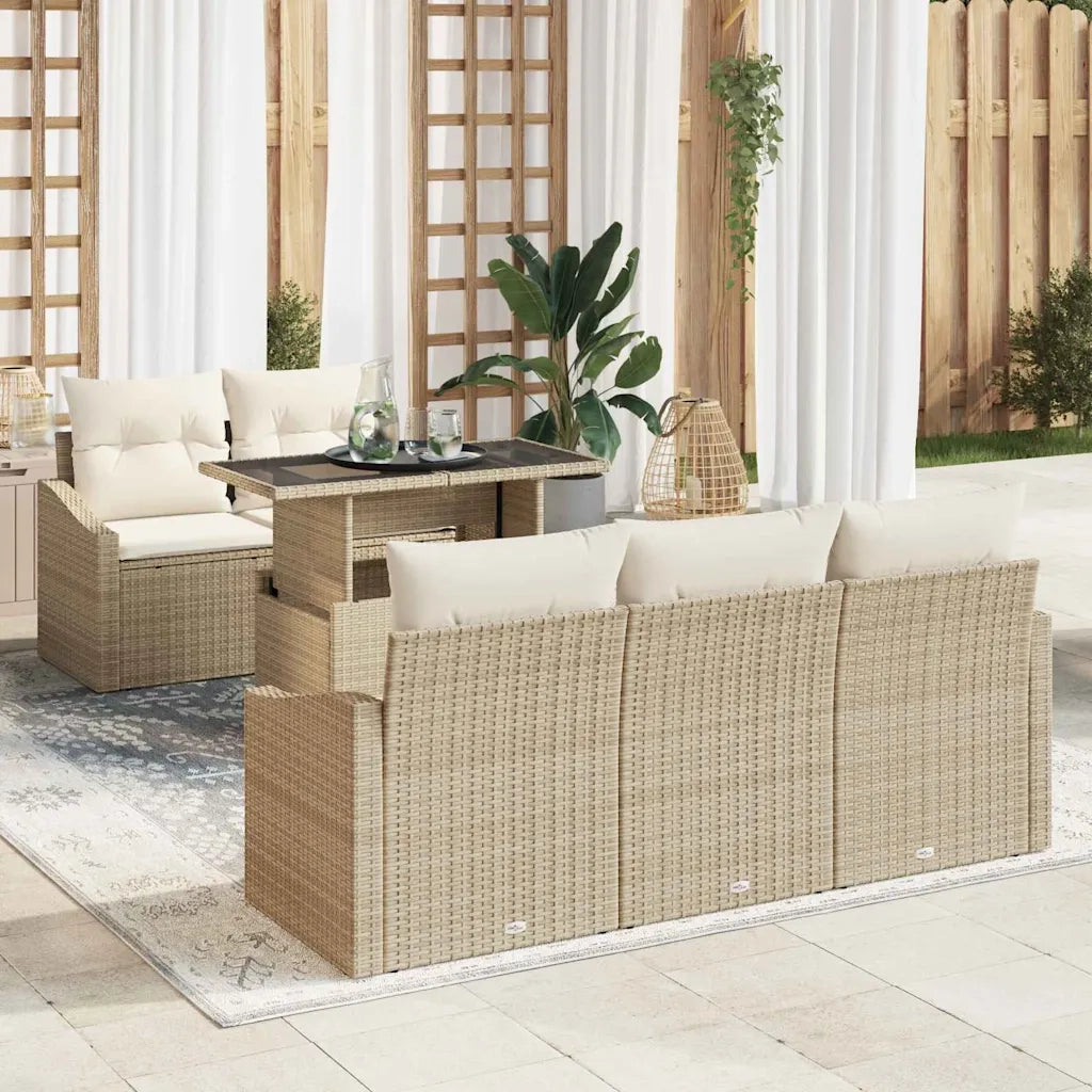 Set Divano da Giardino 6 pcs beige e panna polyrattan 3348917