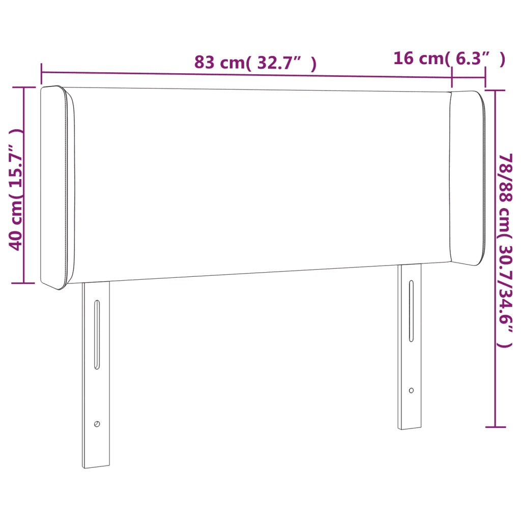 Testiera | Testata Cappuccino a LED 83x16x78/88 cm in Similpelle